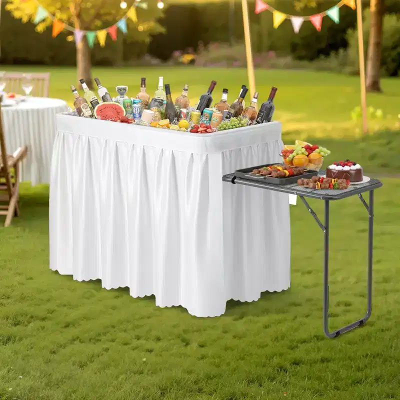 Karl Home White Rectangular HDPE Outdoor Table with Extendable Rack