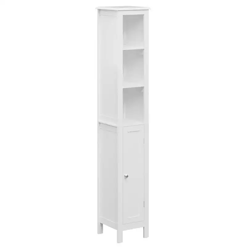 White Slim 1-Door Tall Bathroom Storage Cabinet
