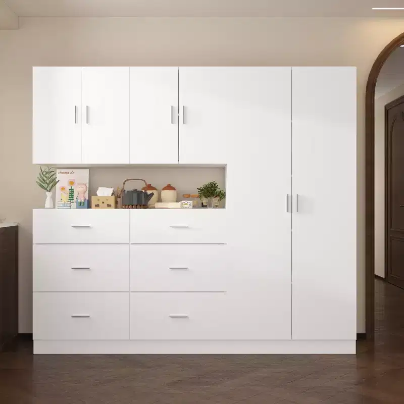 Kitchen Cabinet Set with 6 Drawers, 6 Doors & Adjustable Shelves, White, 78.7