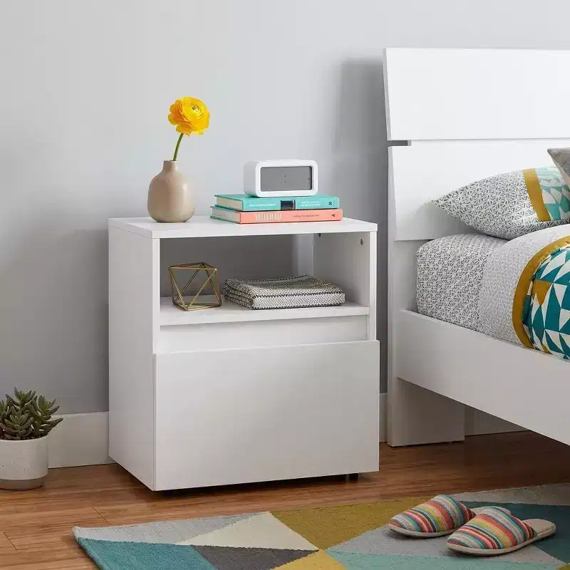 21 White Wood One Drawer Nightstand