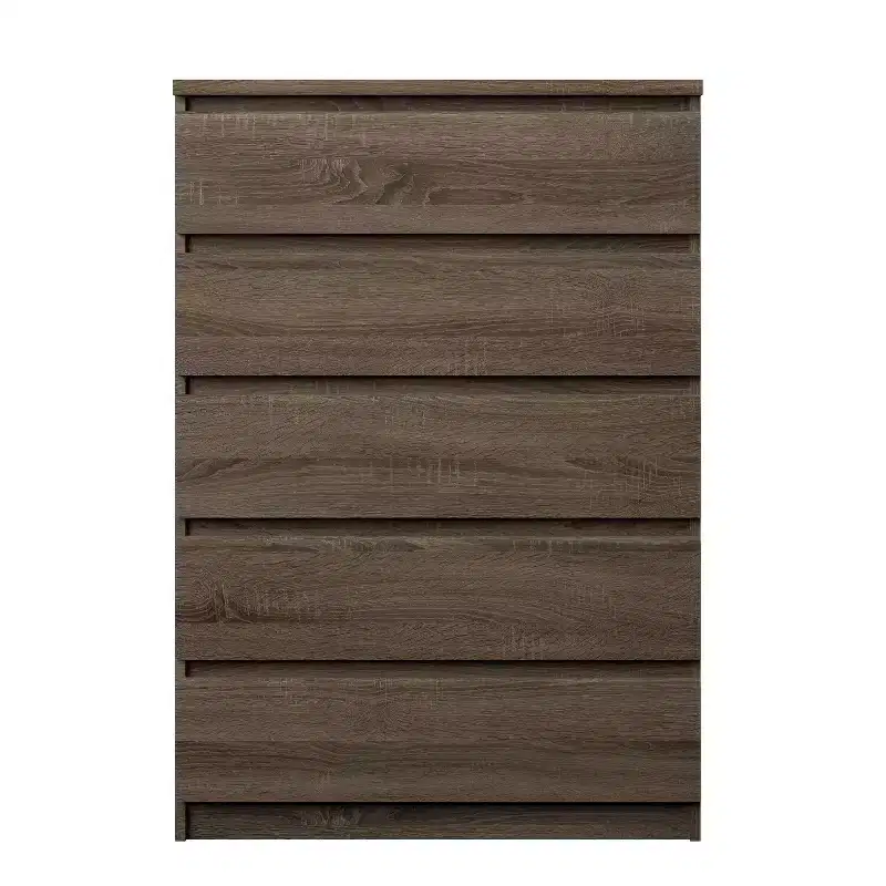 5.43 in.H Particle Board Vertical Dressers with 5 - Drawers in Brown Finish