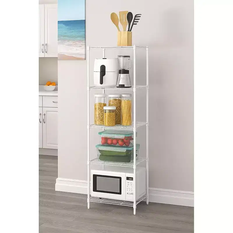 5-Tier Wire Shelving Storage Shelving Unit, Small Kitchen Shelves Metal Adjustable Garage Shelving for Pantry Shelf Kitchen Garage
