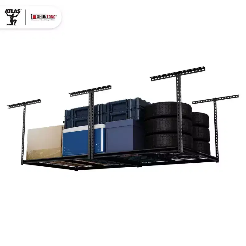 4'x8' The Overhead Garage Storage Rack 1100 lbs Weight Capacity Hammertone Finish Black