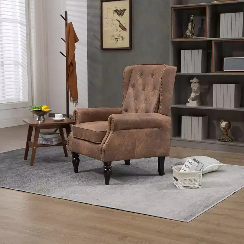 Lounge Chair, Wood Frame Armchair with Removable Cushion, Modern Accent Chair Leisure Chair Compatible with Living Room , Bedroom