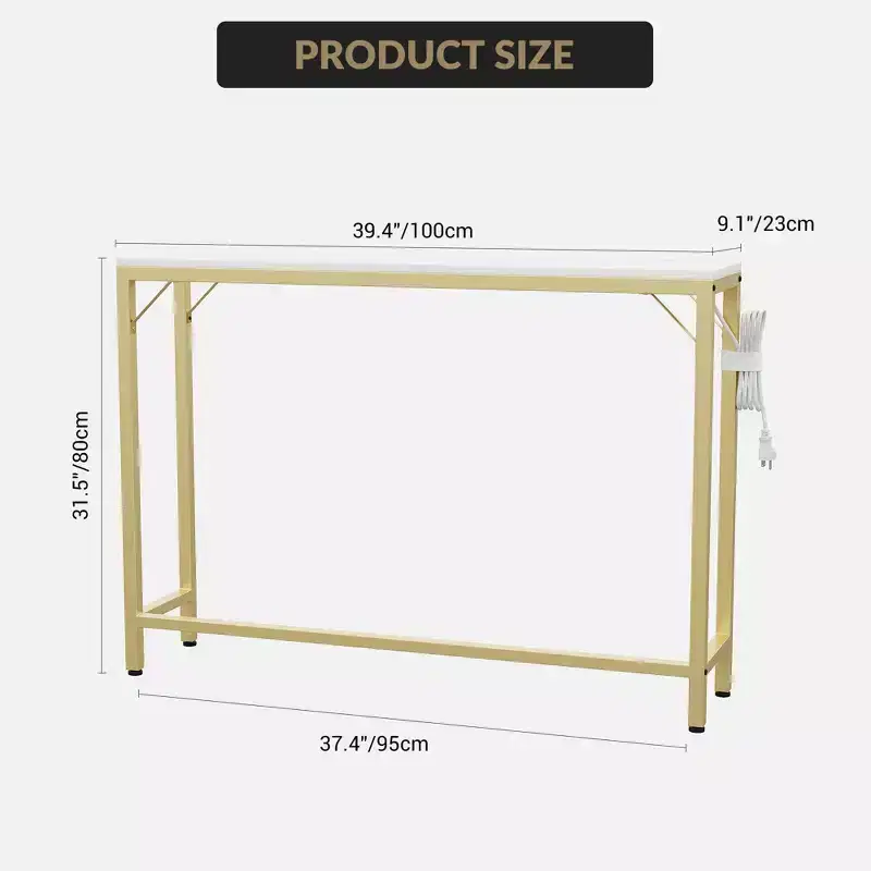 39.4 Industrial Console Table, Slim Sofa Table, Entryway Table with Metal & MDF, Industrial Hallway Table, 110 LBS Capacity, Easy Assembly