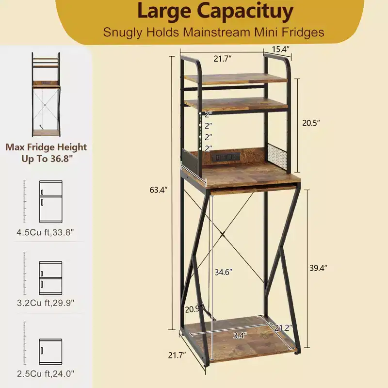 4-Tier Storage Shelf with Power Outlet