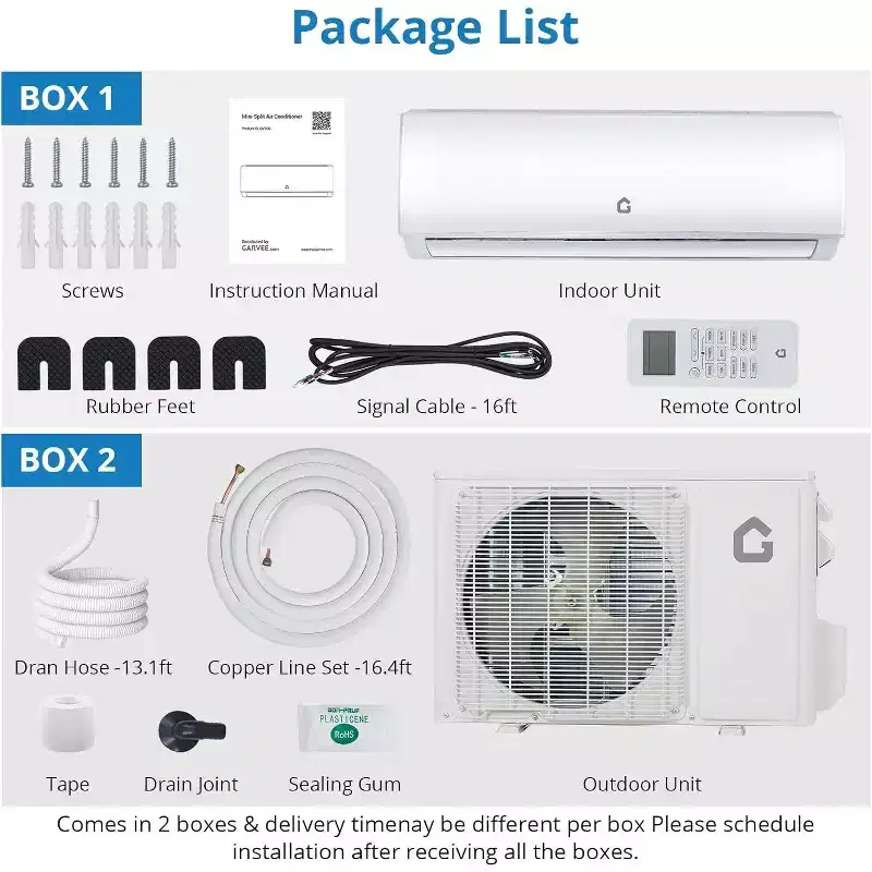 Acekool 9000 BTU Mini Split AC & Heater, 20 SEER2, WiFi Enabled, Wall-Mounted for Rooms up to 450 Sq.Ft