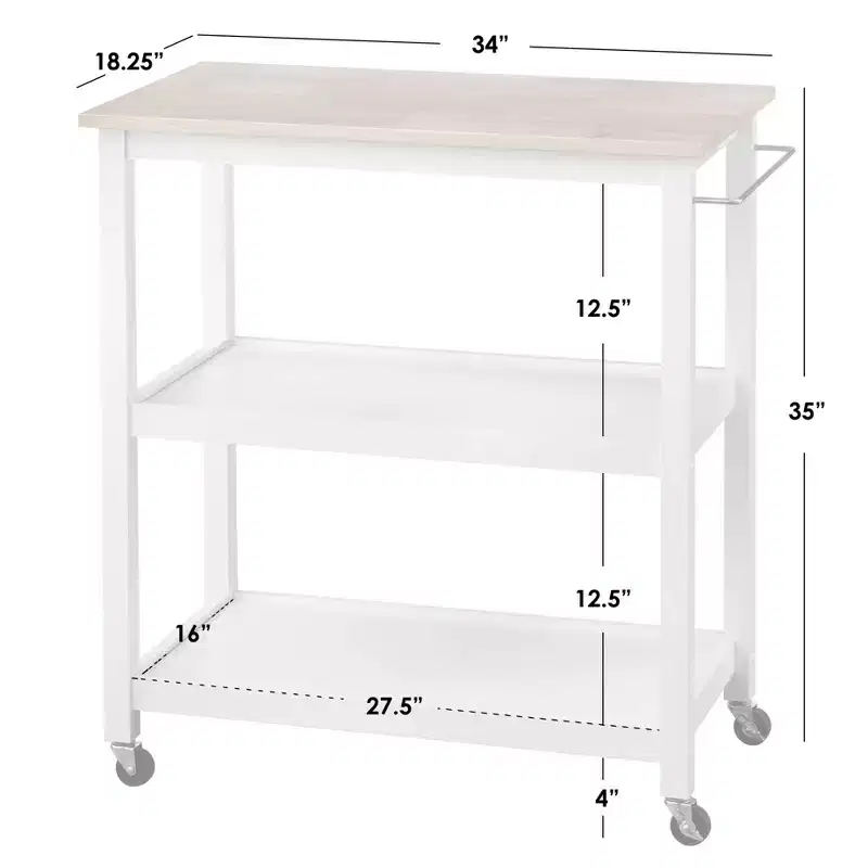 Kitchen 2-Tier Rolling Cart, Black