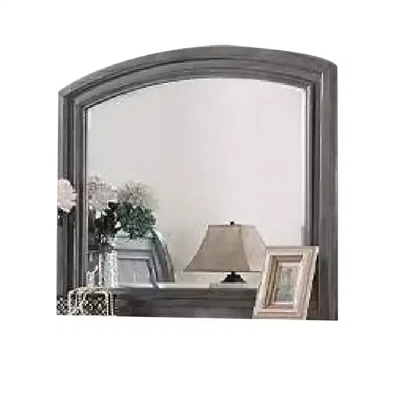 Royal Hampton Dresser Mirror, Gray Pine Wood Frame, Farmhouse Carved Details 36x42