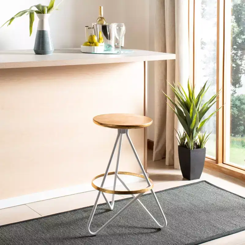 Galexia Counter Stool - BST3201C - Gold/White - Safavieh