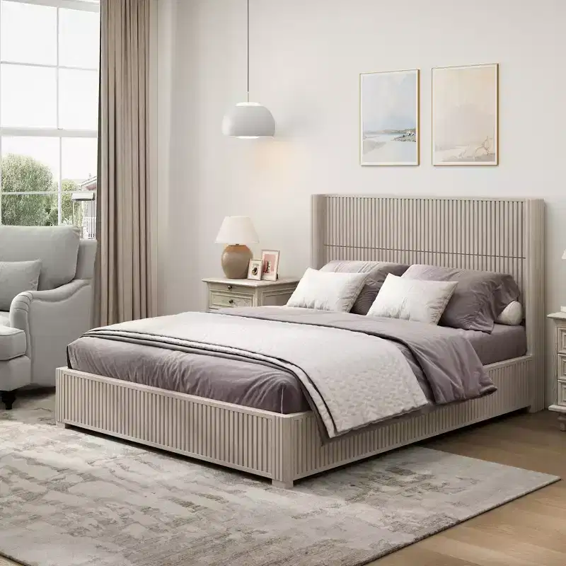 GDFStudio Alderwyn Modern Solid Wood Bed with Headboard