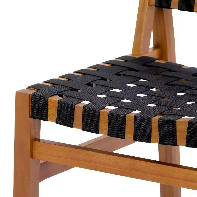 Christopher Knight Home Prasert Modern Acacia Wood Patio Side Chairs with PE Woven Rope (Set of 2)