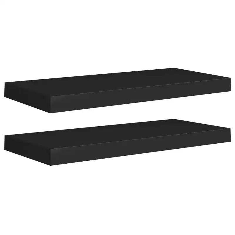 Wall Shelf Set of 2 Black Honeycomb MDF, metal Medium