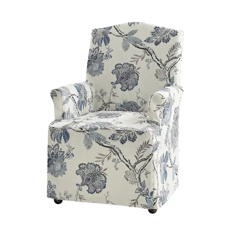 Alethea Upholstered Slipcover Arm Dining Chair with Soild Wood Legs by HULALA HOME