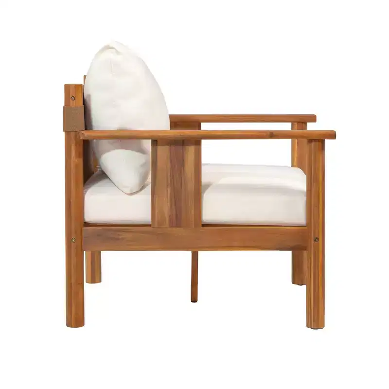 Christopher Knight Home Chalida Modern Acacia Wood Patio Club Chair with Cushion