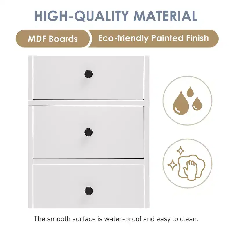 Tall Bathroom Cabinet with 3 Drawers and Adjustable Shelves