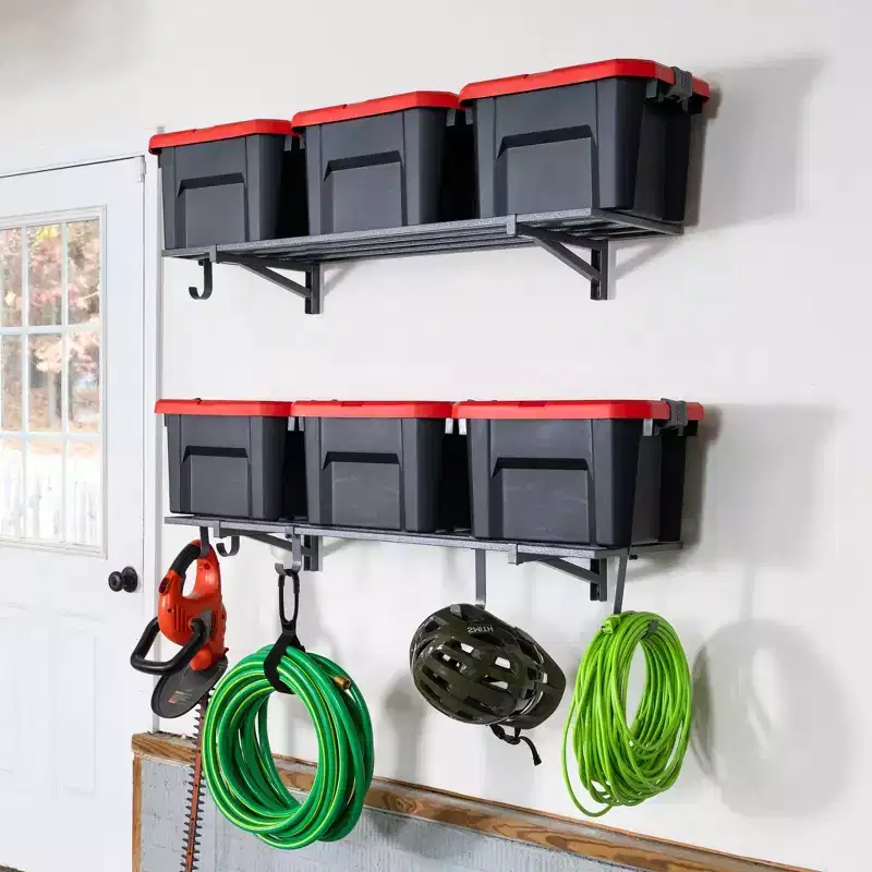 1' x 4' Bristol Garage Wall Mount Shelves | 2-Pack | Gray