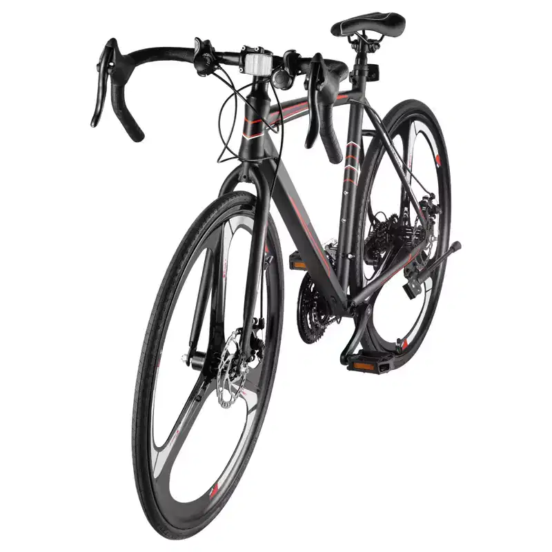VEVOR Road Bike, 700C Wheels Racing Bike, SHIMANO 21 Speeds Drivetrain System City Commuter Road Bicycle with Carbon Steel Frame, Black