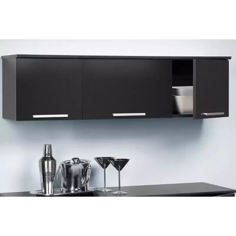 Coal Harbor Wall Mounted Hutch Black - Prepac: Laminated Storage, Self-Closing Hinges, Nickel Handles