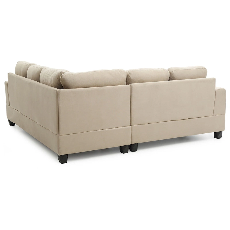 Tufted Microsuede L-Shape Sectional Sofa - 80 - Beige