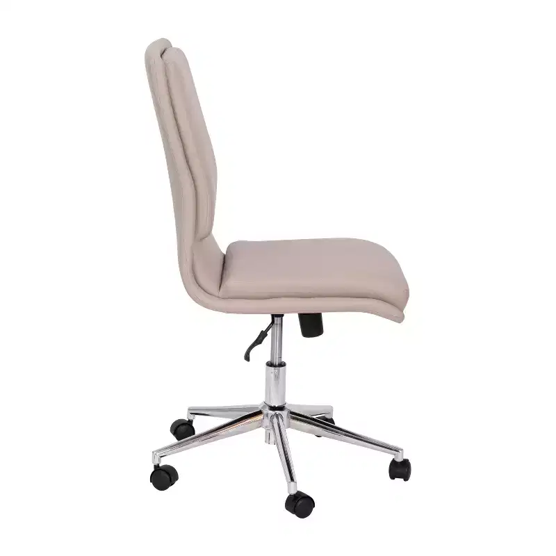 Mid-Back Armless Swivel Task Office Chair Bonded Leather Adjustable Metal Base