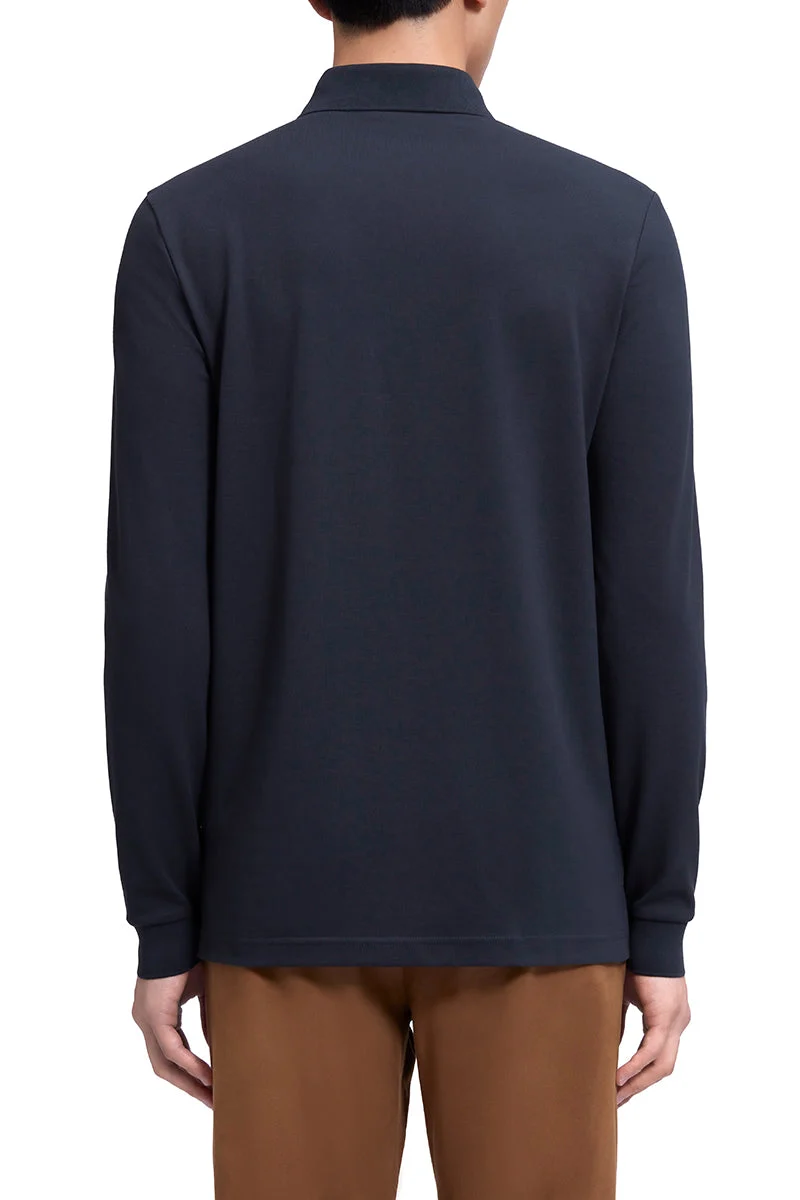 Piqué Long Sleeve Polo | Charcoal