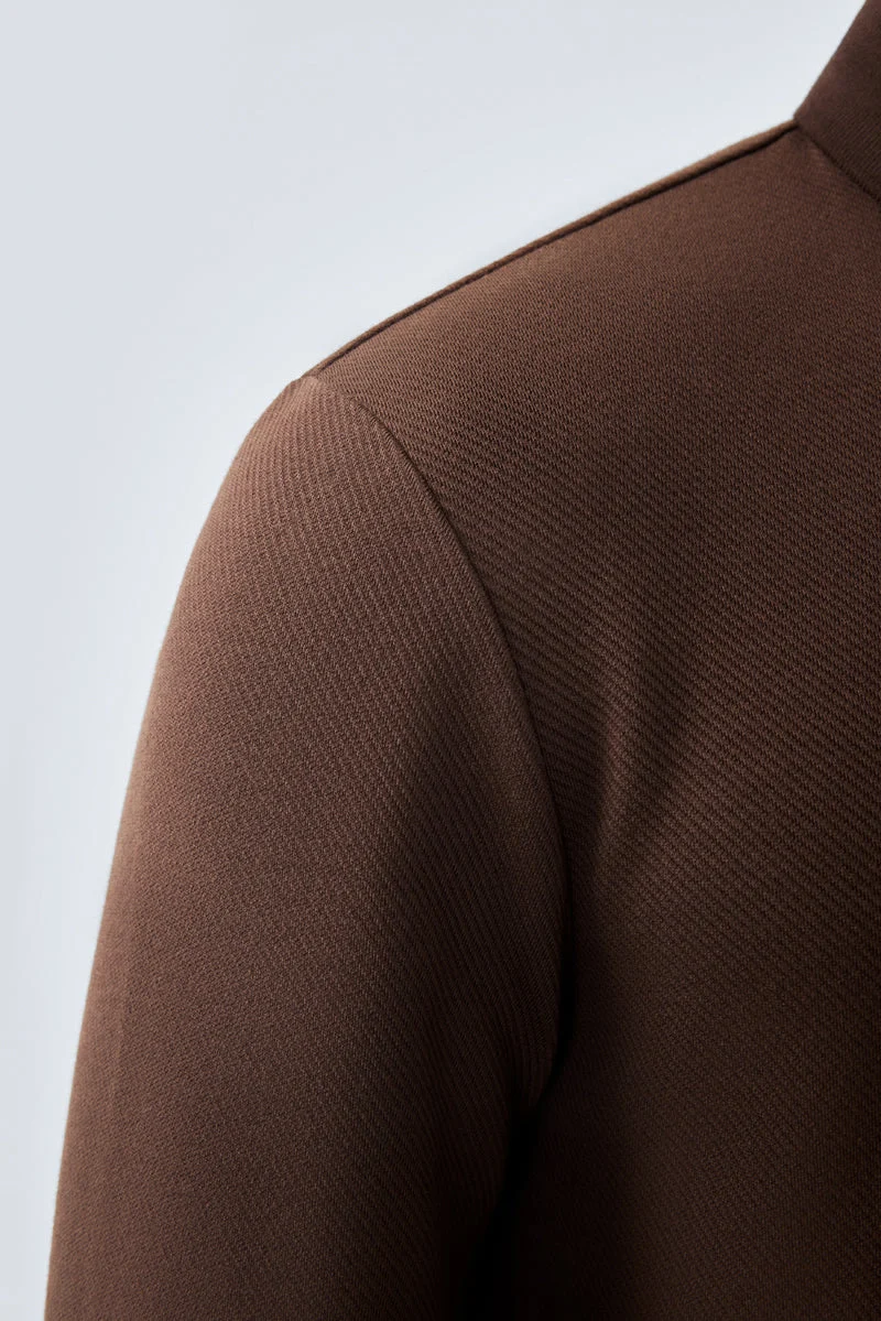 Jacquard Long Sleeve Polo – Brown