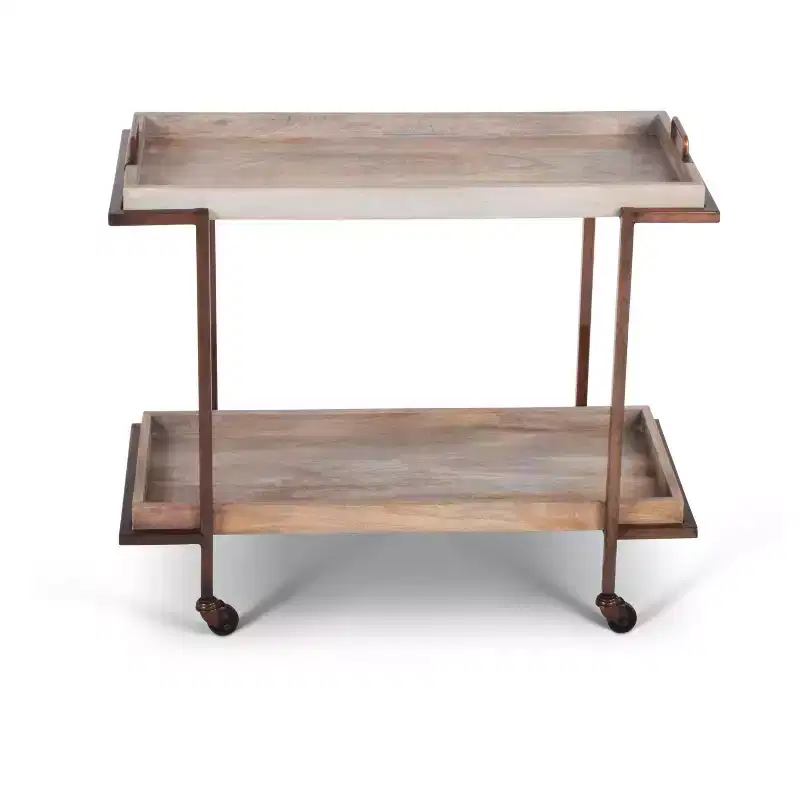 Conway Serving Cart Mango and Copper with Casters