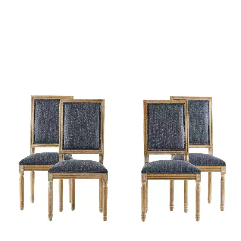 Christopher Knight Home Set of 4 Rylee French Country Rubberwood Upholstered Dining Chairs Blue Gray
