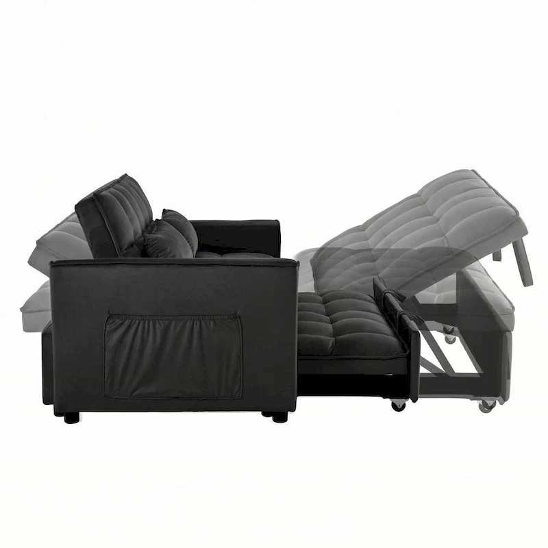 Black Convertible Sofa Bed, Full Size, Sleeps 2
