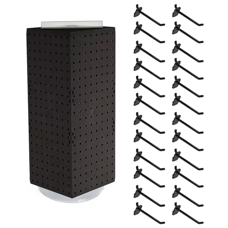Four-Sided Revolving Pegboard Counter Display with Hooks