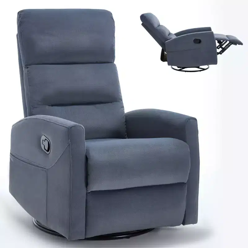 360 Swivel Rocking Recliner Chair, Upholstered Fabric Accent Chair