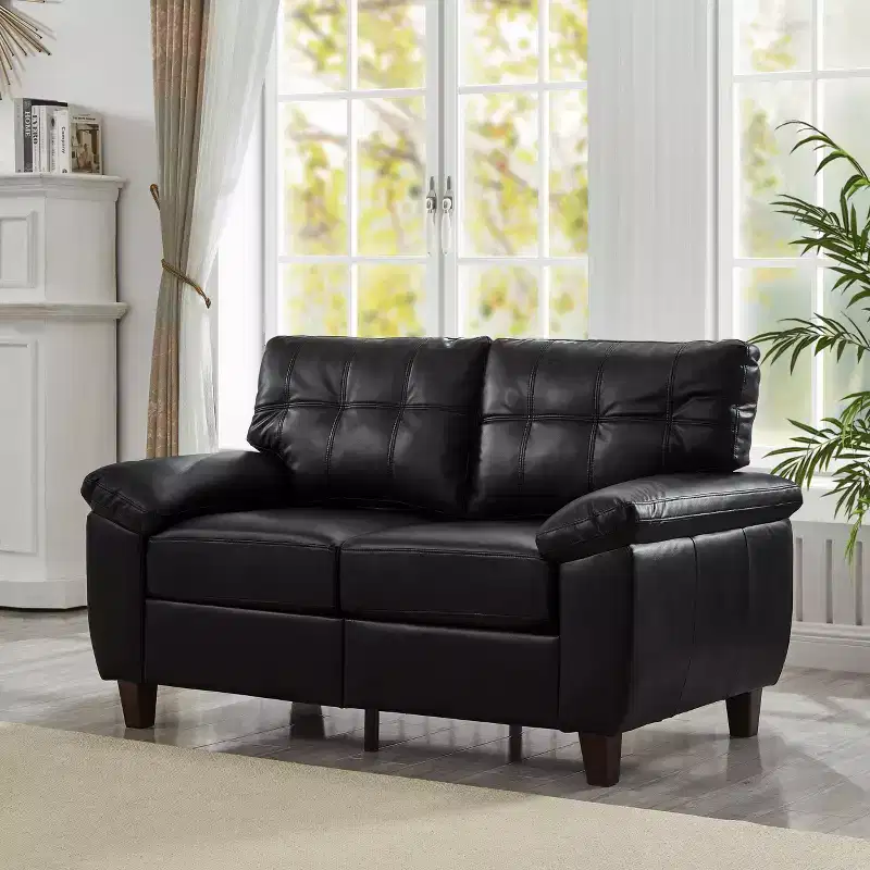 GDFStudio Lancaster 59 Faux Leather Upholstered Tufted Loveseat with Storage