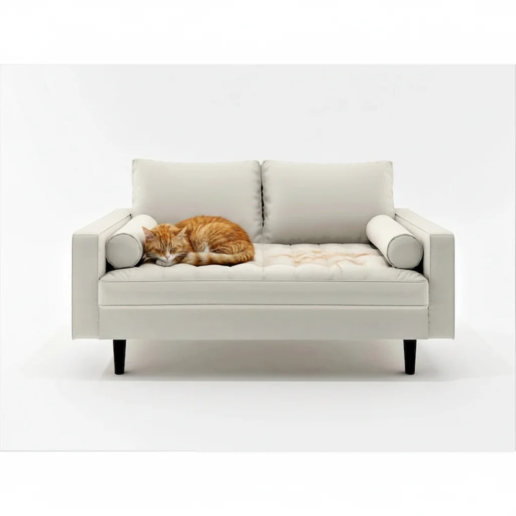 Faux Leather Mid-Century Modern Loveseat – Black / White / Brown, Button Tufted, Seats 2