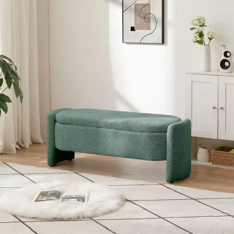 TUYOHW Oval Storage Bench with Large Storage Space, Contemporary Bench Modern Bench for Living Room and Bedroom