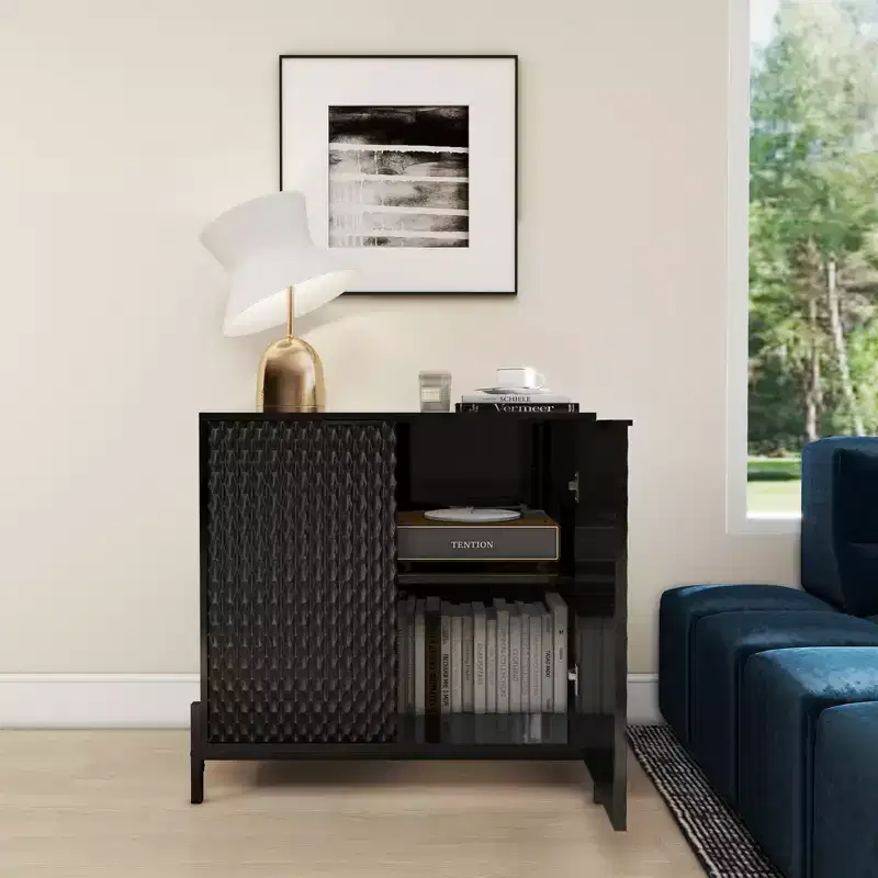 31.5 in. 2-Door Wooden Accent Decorative Storage Cabinet with 3 Adjustable Shelf