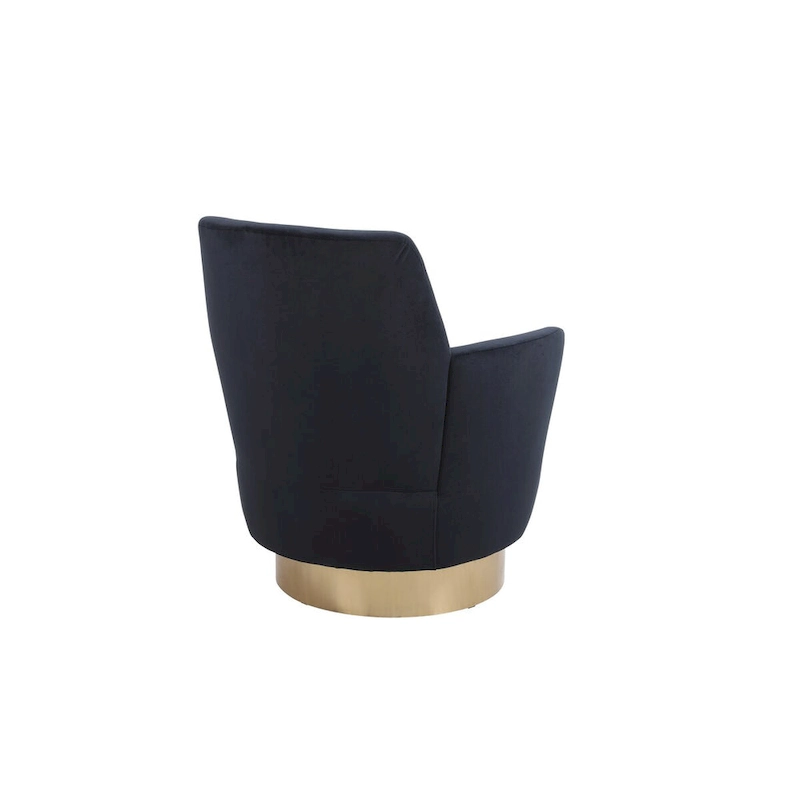 Velvet Swivel Barrel Chair, Swivel Accent Chairs Armchair, Reading Chairs, Round Barrel Chairs with Gold Stainless Steel Base