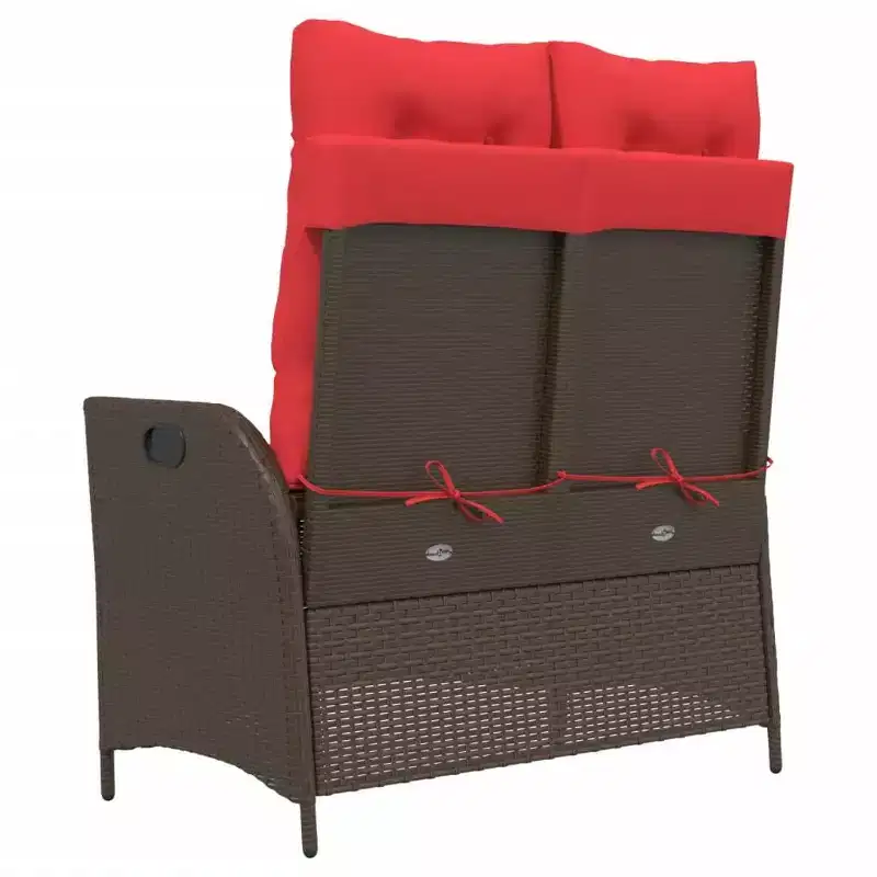 vidaXL Reclining Patio Bench with Cushions Seat Poly Rattan