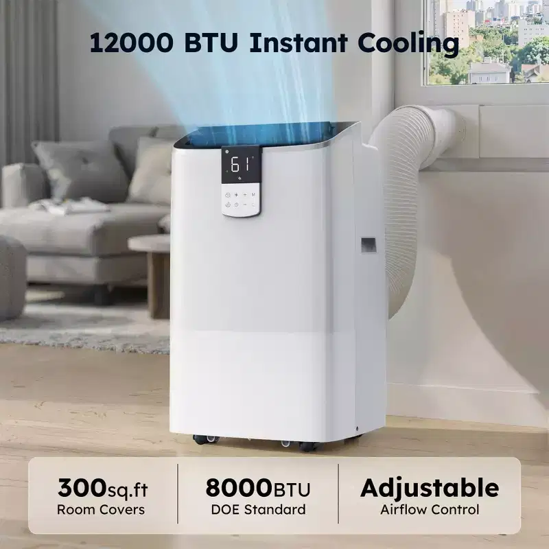 Simzlife Portable AC 14000 btu Quiet Air Conditioner, Cools 450 Sq.Ft, Multifunctional AC, Evaporative Air Cooler with Dehumidifier, Remote Control