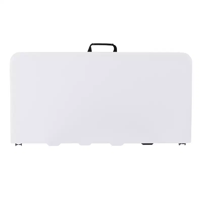 2.79-Foot Square Bi-Fold Granite White Plastic Folding Table with Carrying Handle