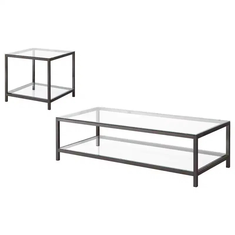Coaster,Trini 2-piece Coffee and End Table Set Black Nickel