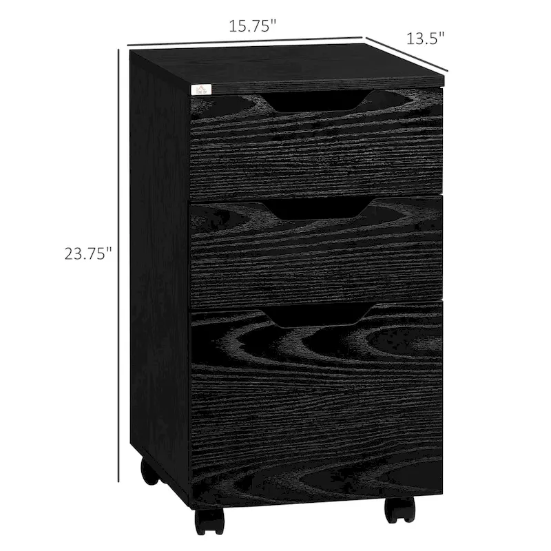 HOMCOM 3 Drawer Mobile File Cabinet, Rolling Printer Stand, Vertical Filing Cabinet