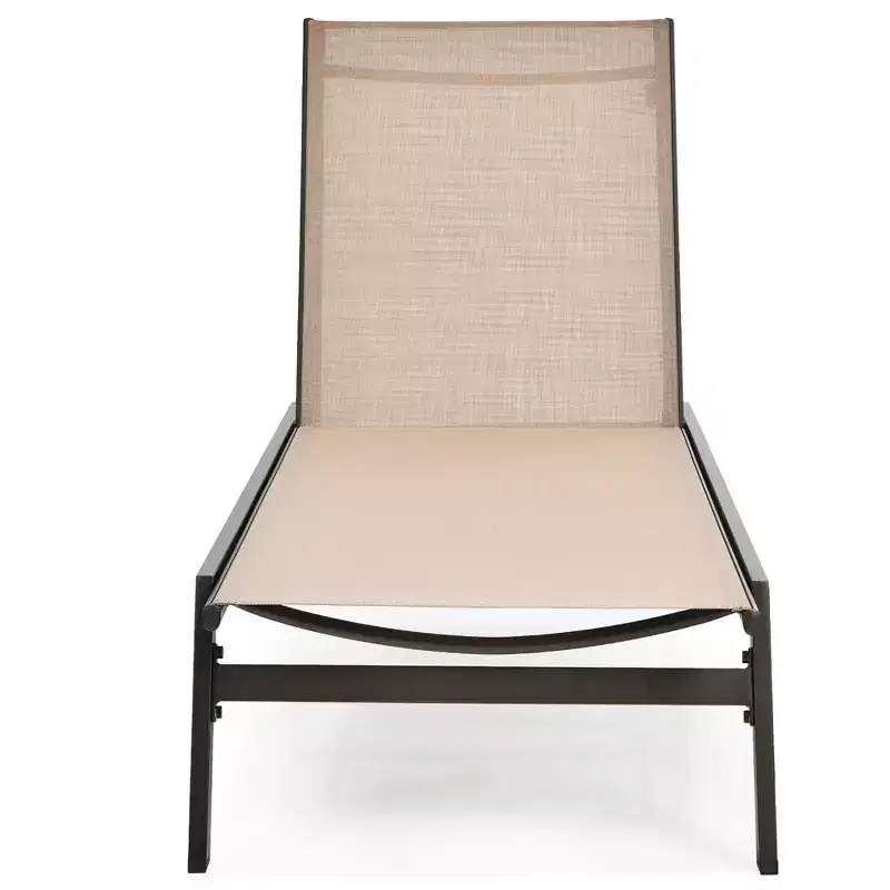 Costway Patio Lounge Chair Chaise Recliner Back Adjustable Garden Deck Brown\Black