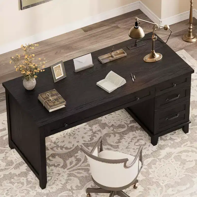 Farmhouse Office Desk with File Drawerm, Computer Desk, for Work and Study
