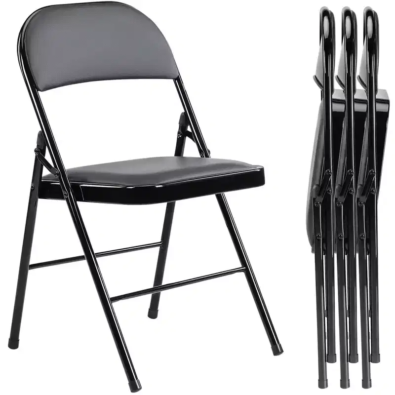Comfy Folding Chair: Easy Storage, Black Leather