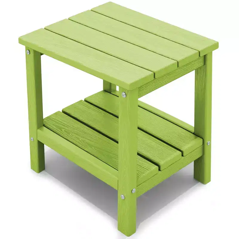 Hyleory Double-Tier Patio Adirondack Side Table, Outdoor HDPE Square End Table