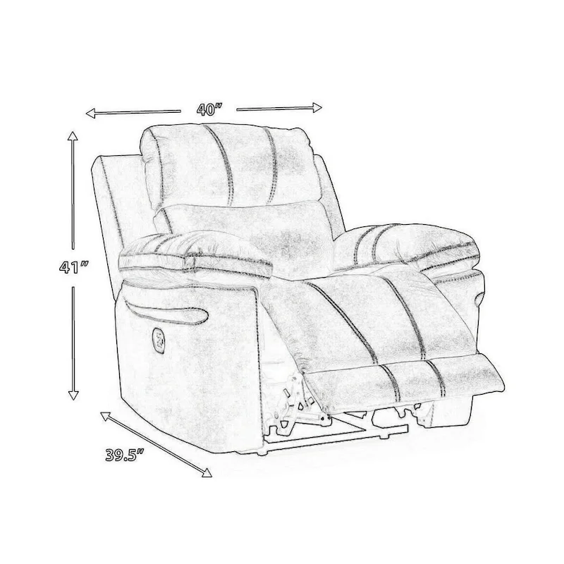Ben Dual Power Recliner Chair, Adjustable Headrest, Gray Faux Leather