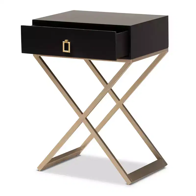 1 Drawer Brass Tone Metal Nightstand