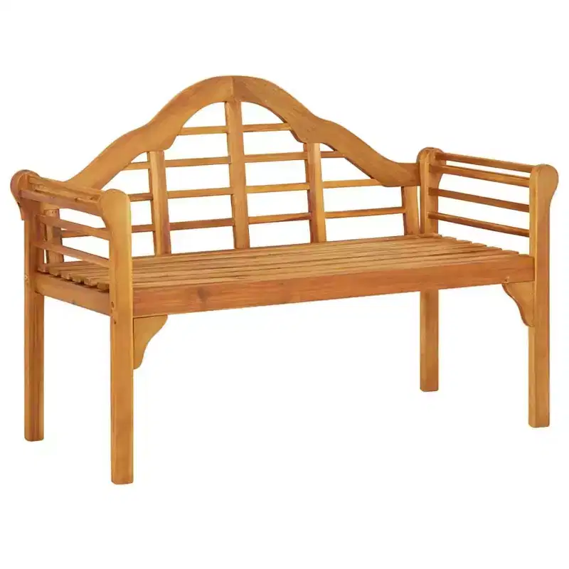 vidaXL Outdoor Patio Bench 49.2, Solid Acacia Wood with Oil Finish, Comfortable Seating, Garden Furniture in Brown.