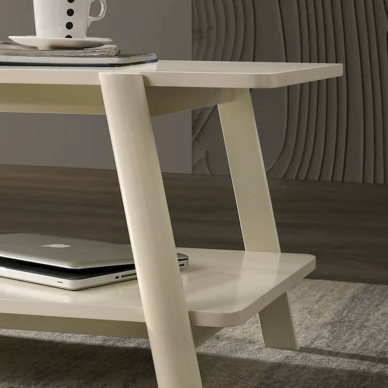 Roundhill Furniture Metz Mid-Century Modern Wood Shelf End Table
